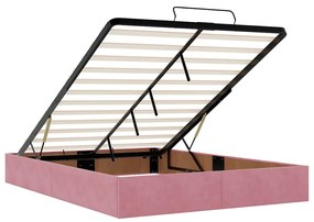 Estrutura de cama otomana sem colchão 140x200 cm veludo rosa