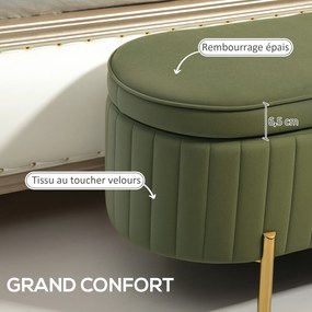 Banco de arrumação 108 x 44 x 43,5 cm, baú de veludo com tampa, pés de metal, capacidade de 72 L, verde escuro