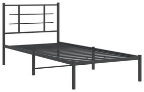 Estrutura de cama com cabeceira 90x200 cm metal preto