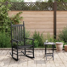 vidaXL Cadeira de baloiço com mesa dobrável álamo maciço preto