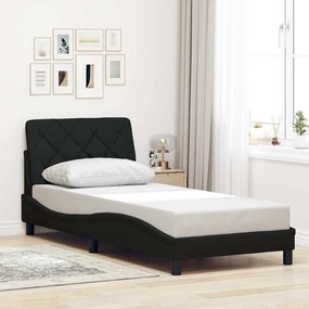 Estrutura de cama com LED sem colchão 90x200 cm tecido preto