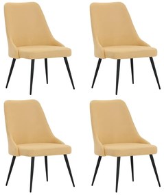 vidaXL Cadeiras de jantar 4 pcs tecido amarelo