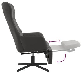 Cadeira de descanso com apoio de pés veludo cinza-escuro