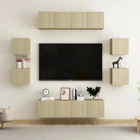 vidaXL 8pcs conjunto móveis de TV derivados de madeira carvalho sonoma