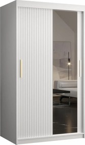 Roupeiro Elblaru 101, Branco, 200x100x62cm, 99 kg, Portas para roupeiro: Deslizante, Número de prateleiras: 5, Número de prateleiras: 5