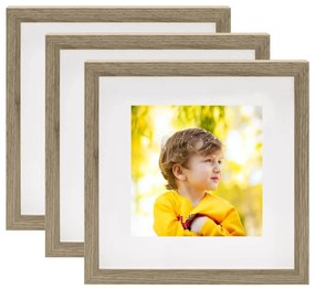 vidaXL Molduras 3D 3 pcs 28x28 cm para foto de 20x20 cm madeira escura