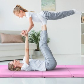 Tapete de ginástica dobrável e antiderrapante Tapete de chão macio dobrável para exercícios de ioga fitness em casa 240 x116 x 5 cm Rosa
