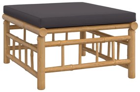 10 pcs conj. lounge de jardim bambu c/ almofadões cinza-escuros