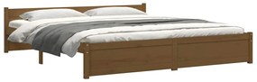 Estrutura de cama 200x200 cm madeira maciça castanho mel