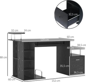 Secretária para Escritório de Madeira MDF 152x60x88 cm Preto