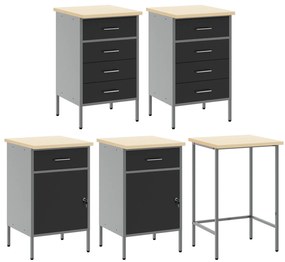 Conjunto de Armário e Painel de Ferramentas de 12 Peças vidaXL Preto M