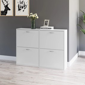 HOMCOM Móvel Sapateira Branca Sapateira Moderna com 4 Gavetas Abatíveis e Prateleiras Ajustáveis para 16-24 Pares de Sapatos para Corredor Entrada 120x24x81 cm Branco