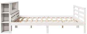 Cama com estante sem colchão 180x200 cm pinho maciço branco