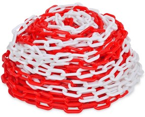 Cadeia de plástico de aviso, branco e vermelho, 30 m