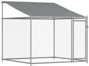 Jaula para cão com telhado/porta 8x2x2 m aço galvanizado cinza