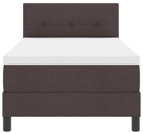 Cama Box com Colchão &amp; LED Castanho Escuro 80x200 cm Tecido