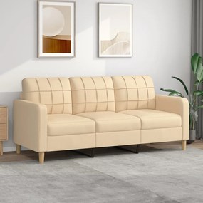 vidaXL Sofá de 3 lugares tecido 180 cm cor creme