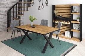 Mesa de sala de jantar | 8 pessoas | 170 | Robusto e estável graças à sua estrutura e pernas sólidas | Ideal para reuniões familiares | Oak e  preta |