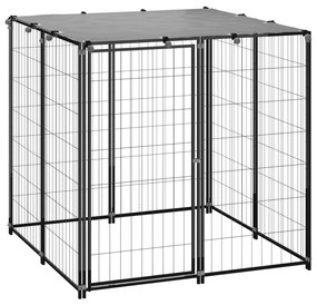 vidaXL Canil para cães 110x110x110 cm aço preto