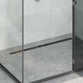 vidaXL Ralo de Chuveiro com Tampa de Vidro e Sifão 360° Preto 100 cm