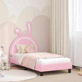 vidaXL Estrutura de Cama Infantil com Cabeceira Rosa 80 x 160 cm PU