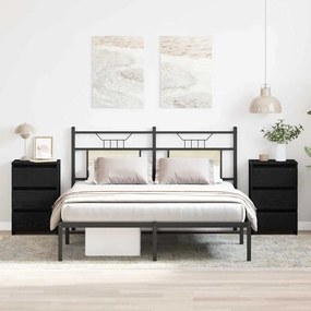 Cômodas de cabeceira vidaXL 2 pcs Carvalho Preto 40x35x62,5 cm Madeira engenheirada