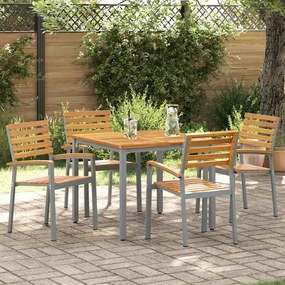 vidaXL Conjunto de Jantar de Jardim com 5 Peças em Madeira Sólida de Acácia e Metal