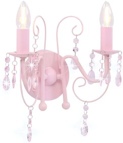 Candeeiro de parede com contas 2 x lâmpadas E14 rosa