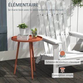Mesa de centro redonda para jardim Ø40 x 50 cm (altura), mesa auxiliar de exterior com rebordo redondo em aço, vermelha