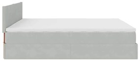 Estrutura de cama otomana com colchão 200x200 cm cinzento claro