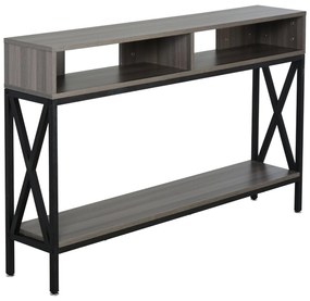 HOMCOM Mesa Consola Móvel de Entrada corredor Estilo Industrial Vintage com 3 Prateleiras e Estrutura Metálica 120x23,5x75cm | Aosom Portugal