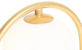 Candeeiro de mesa art déco dourado com vidro branco - Isabella Art Deco,Design