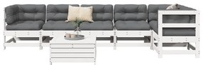 7 pcs conjunto de sofás para jardim pinho maciço branco