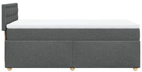 Cama box spring com colchão solteiro tecido cinzento-escuro