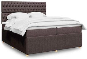 vidaXL Cama com molas/colchão 200x200 cm tecido castanho-escuro