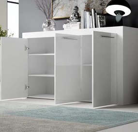 Aparador "Neyla" - 144x80x42 cm - Branco Brilhante - Design Moderno -