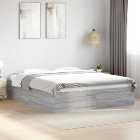 Estrutura de cama 150x200 cm derivados de madeira cinza sonoma