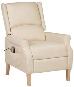 vidaXL Poltrona de massagens reclinável tecido creme