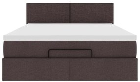 Estrutura cama otomana colchão 140x200cm tecido castanho escuro
