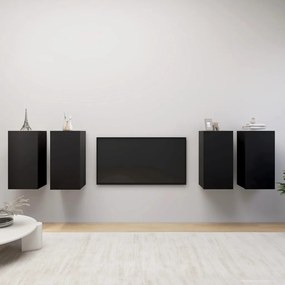 vidaXL Móveis de TV 4 pcs 30,5x30x60 cm derivados de madeira preto