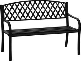 Banco de Jardim de 2 Lugares com Encosto Decorativo e Apoio para os Braços para Terraço Varanda Pátio Exterior Carga 280kg Ferro Fundido e Aço 128x58,