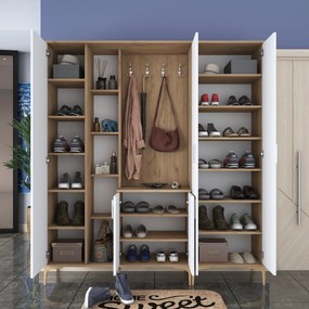 Hall Stand EA131 – Nogueira Branco – 180x198,6x37,5 cm