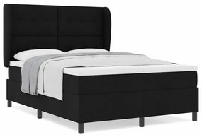 Cama Box com Colchão Preto, 140x200 cm, Tecido