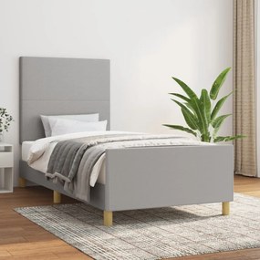 Estrutura de cama sem colchão 90x200 cm tecido cinzento-claro
