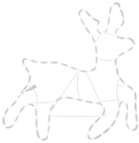 Figuras de rena de Natal + 72 LEDs 57x55x4,5 cm branco quente