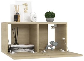 Conjunto de 5 Móveis de Parede de TV Faial S - Carvalho - Design Moder