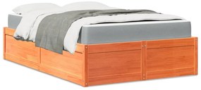 Cama com colchão 120x190 cm pinho maciço castanho-mel