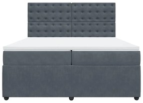 Cama com molas/colchão 200x200 cm veludo cinzento-escuro