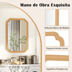 Espelho retangular com moldura de madeira 90 x 60 cm espelho de parede estilo casa de campo Natural
