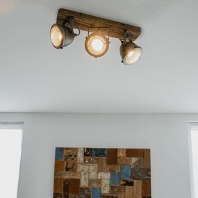 Projetores industriais em aço com madeira inclinável 3-luzes - Emado